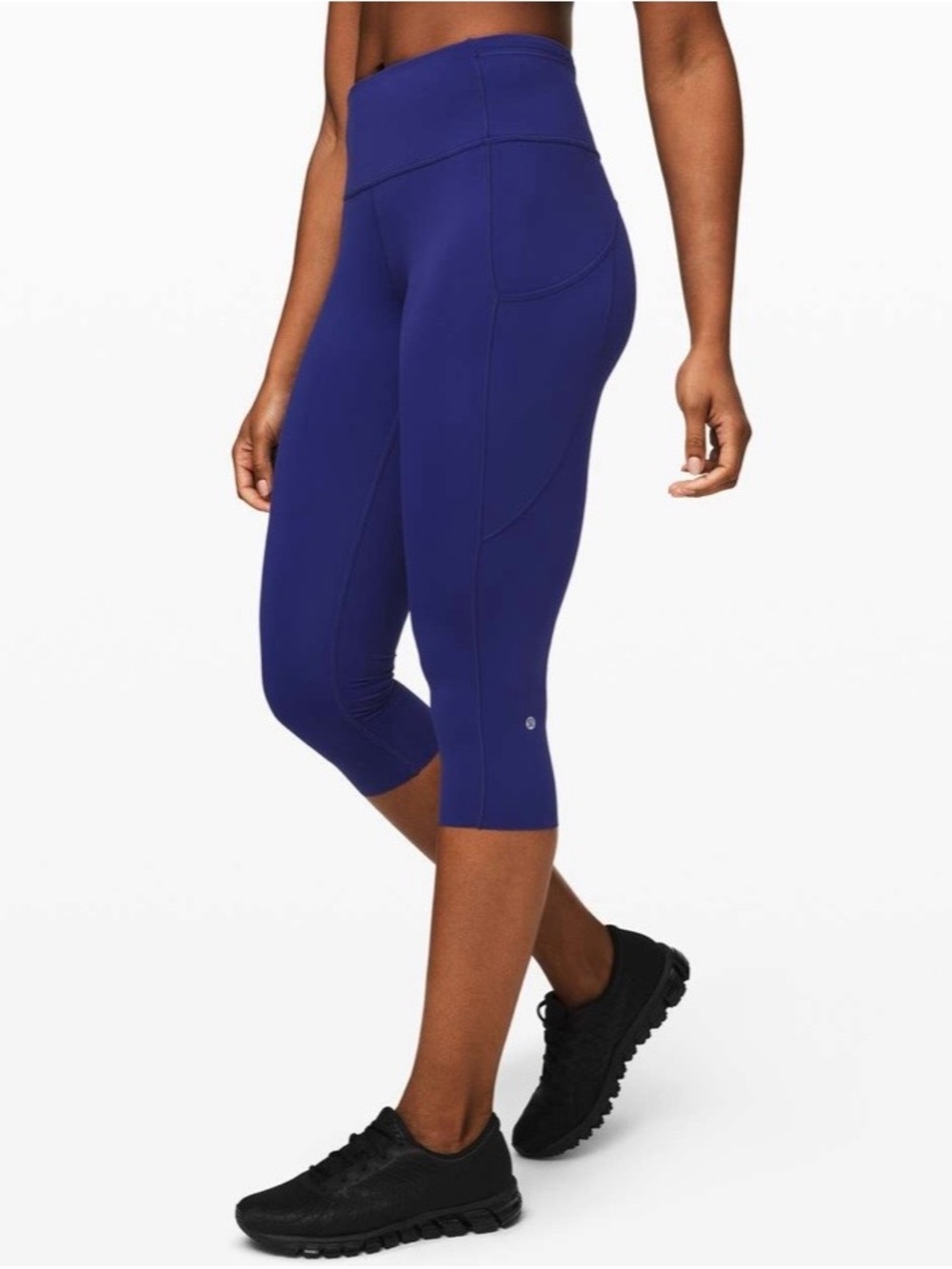 Lululemon Fast and Free Crop 19" Larkspur Blue Capri Leggings Side Pockets